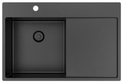 Pure.Sink Exclusivo Gun Metal évier avec égouttoir 78x52 cm Tapwing à gauche PEX4078LT-61
