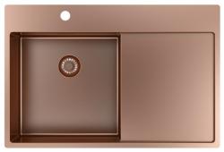 Pure.Sink Exclusivo Évier en cuivre avec égouttoir 78x52 cm Tapwing à gauche PEX4078LT-62