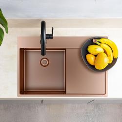 Pure.Sink Exclusivo Évier en cuivre avec égouttoir 78x52 cm Tapwing à gauche PEX4078LT-62