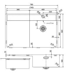 Pure.Sink Exclusivo Évier en acier inoxydable avec égouttoir 78x52 cm Tapwing à droite PEX4078RT-02