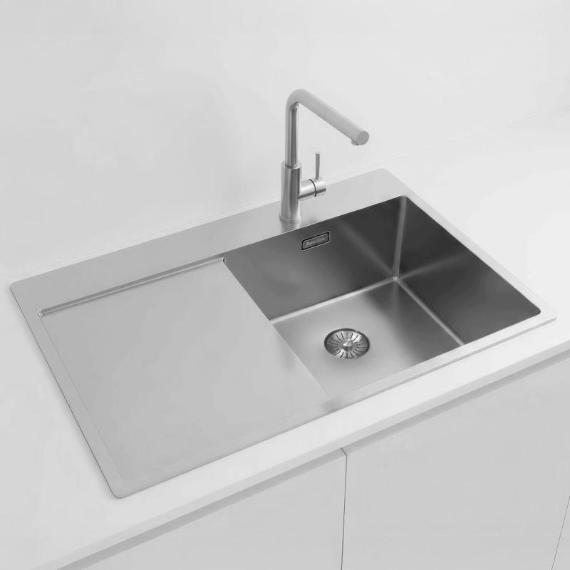 Pure.Sink Exclusivo Évier en inox avec égouttoir 78x52 cm Tapwing à droite PEX4078RT-02