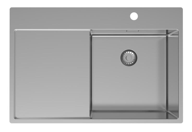 Pure.Sink Exclusivo Évier en inox avec égouttoir 78x52 cm Tapwing à droite PEX4078RT-02