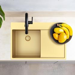 Pure.Sink Exclusivo Évier doré avec égouttoir 78x52 cm Tapwing à droite PEX4078RT-60