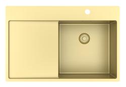 Pure.Sink Exclusivo Évier doré avec égouttoir 78x52 cm Tapwing à droite PEX4078RT-60