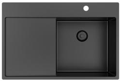Pure.Sink Exclusivo Gun Metal évier avec égouttoir 78x52 cm Tapwing à droite PEX4078RT-61