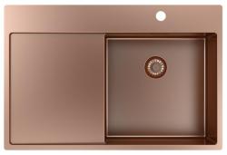 Pure.Sink Exclusivo Évier en cuivre avec égouttoir 78x52 cm Tapwing à droite PEX4078RT-62
