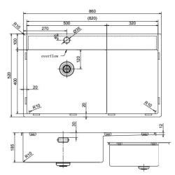 Pure.Sink Exclusivo Évier en acier inoxydable avec égouttoir 86x52 cm Tapwing à gauche PEX5086LT-02