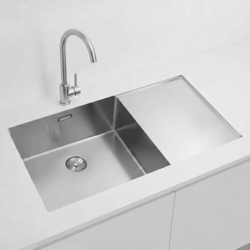 Pure.Sink Exclusivo Évier en inox avec égouttoir 86x52 cm Tapwing à gauche PEX5086LT-02