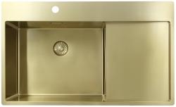 Pure.Sink Exclusivo Évier doré avec égouttoir 86x52 cm Tapwing à gauche PEX5086LT-60