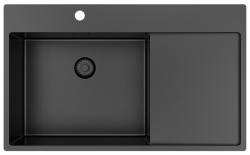 Pure.Sink Exclusivo Gun Metal évier avec égouttoir 86x52 cm Tapwing à gauche PEX5086LT-61