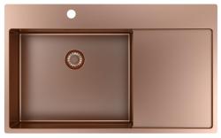 Pure.Sink Exclusivo Évier en cuivre avec égouttoir 86x52 cm Tapwing à gauche PEX5086LT-62