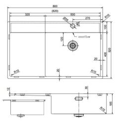 Pure.Sink Exclusivo Évier en acier inoxydable avec égouttoir 86x52 cm Tapwing à droite PEX5086RT-02