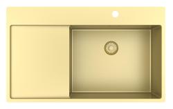 Pure.Sink Exclusivo Évier doré avec égouttoir 86x52 cm Tapwing à droite PEX5086RT-60