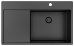 Pure.Sink Exclusivo Gun Metal évier avec égouttoir 86x52 cm Tapwing à droite PEX5086RT-61