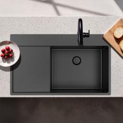 Pure.Sink Exclusivo Gun Metal évier avec égouttoir 86x52 cm Tapwing à droite PEX5086RT-61