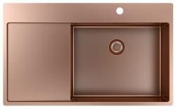 Pure.Sink Exclusivo Évier en cuivre avec égouttoir 86x52 cm Tapwing à droite PEX5086RT-62