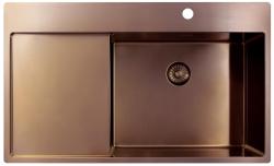 Pure.Sink Exclusivo Évier en cuivre avec égouttoir 86x52 cm Tapwing à droite PEX5086RT-62