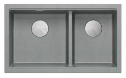 Quadri Newport II Double Évier en granit gris 76x45 cm avec bouchon en inox 1208971370