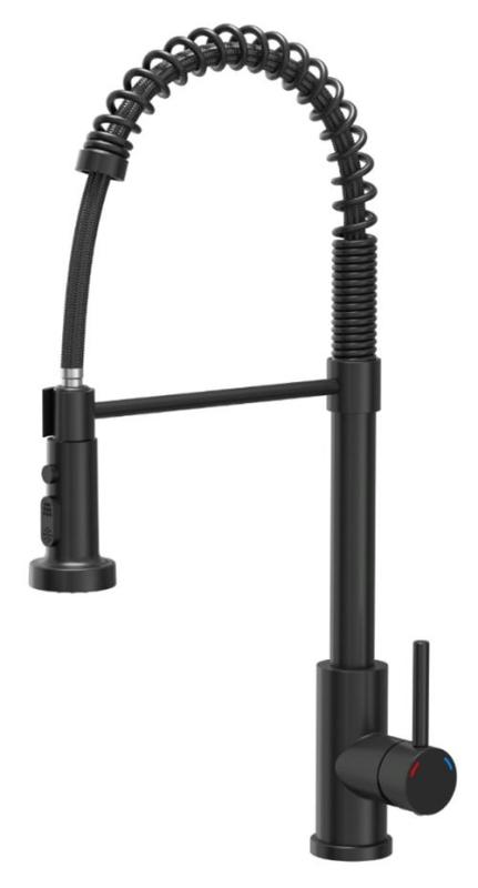 Quadri Redwick robinet de cuisine noir avec sortie semi-flexible et douche avec 2 types de jets plus fonction d'arrêt d'eau 1208971410