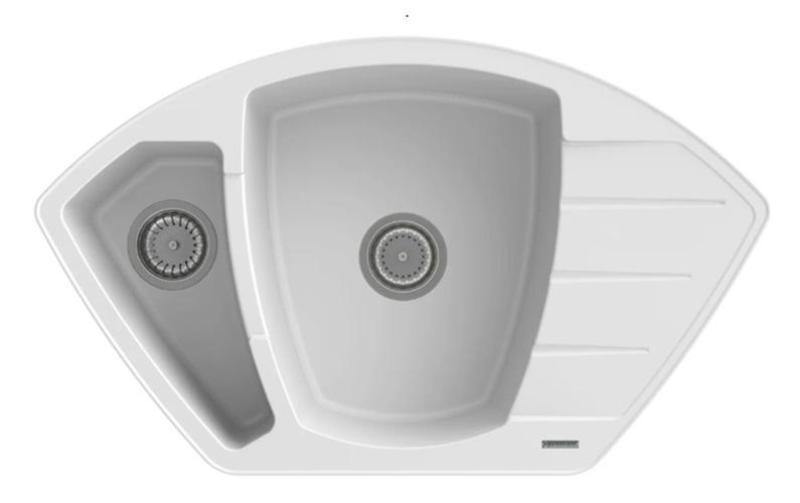 Graniteland Monte Évier d'angle en granit blanc à poser 901x538mm avec bouchon en inox 1208971415