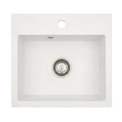 Graniteland Nera Évier en Granit 45x42 cm Montage Blanc avec Trou pour Robinet et Bouchon en Acier Inoxydable 1208971435