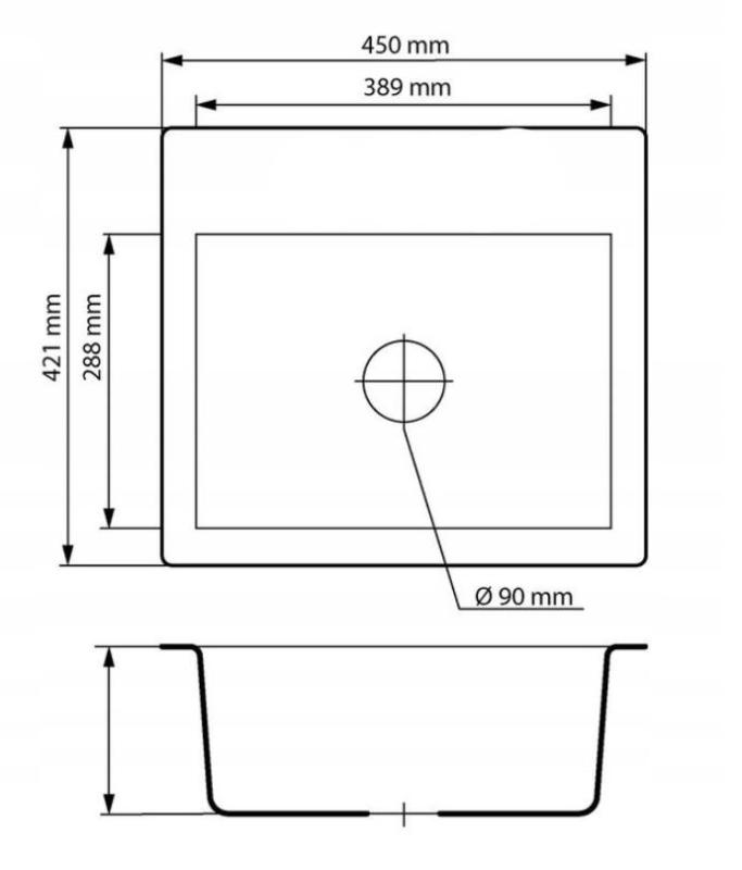 Graniteland Nera Évier en Granit 45x42 cm Montage Blanc avec Trou pour Robinet et Bouchon en Acier Inoxydable 1208971435