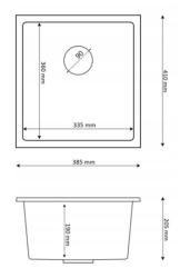 Graniteland Miniva Evier en Granit Look Pierre Bleue sous plan 385x410 mm 1208971449