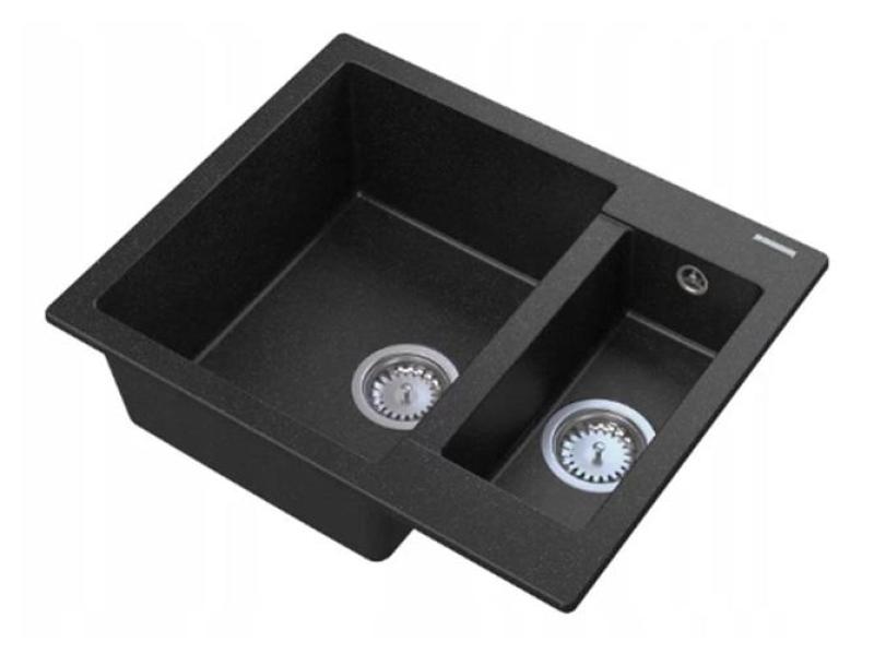 Graniteland Adda Evier en granit noir 1.5 Montage en surface 600x495mm 1208971454