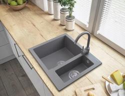 Graniteland Adda Granit Gris 1.5 Évier encastrable 600x495mm 1208971456