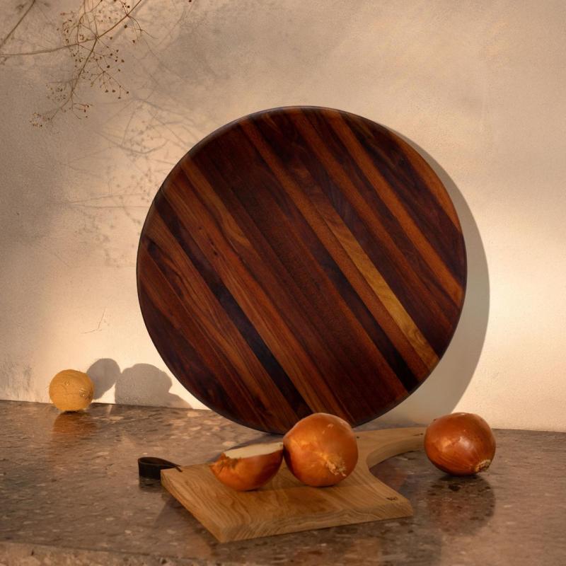 Woodsea Boucher Rond - Planche à Découper en Bois de Noyer Rond Ø50 cm 1208971533