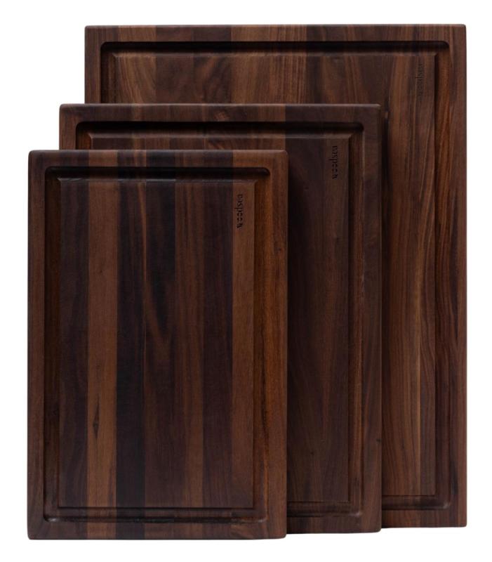 Planche à découper en bois de noyer Woodsea Butcher Groove L avec rainure à jus 60x45 cm 1208971536