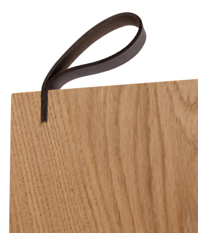 Woodsea Serving S - Planche à servir en chêne 55x17 cm avec poignée en cuir 1208971615