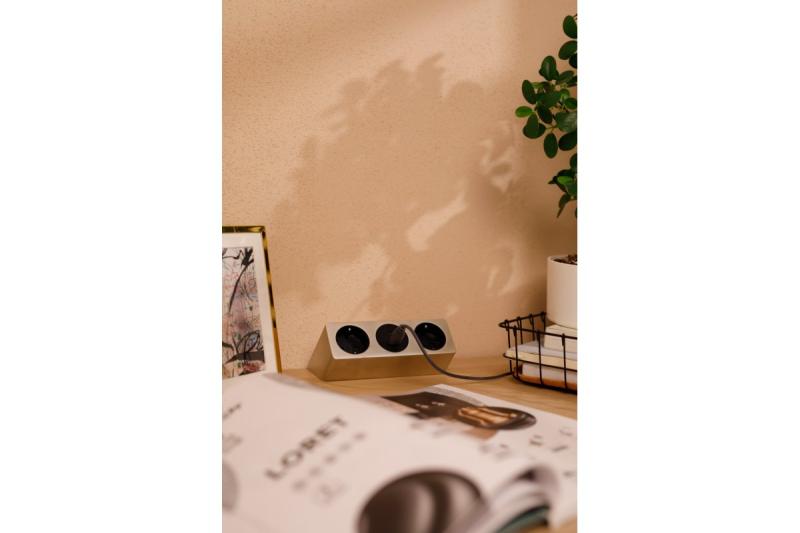 Prise de meuble SOFITO, 2xSHUKO, USB A+C, câble 1,5 m, inox