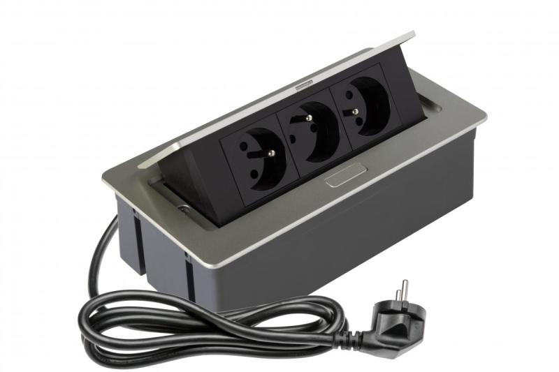 Prise de courant escamotable SOFT, câble d'alimentation 1,5 m