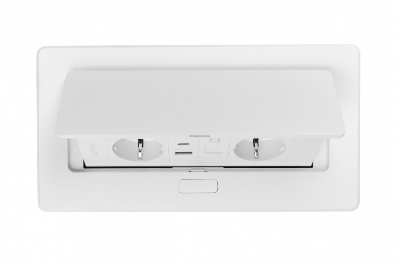 Prise de meuble MULTISOFT, 2xSHUKO, USB A+C, RJ45, câble 1,5 m, blanc