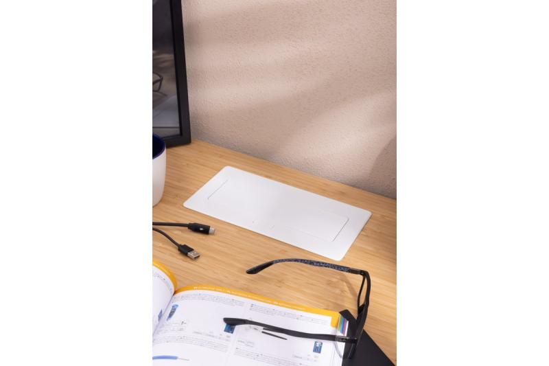 MULTISOFT Prise de meuble 2x Prise avec terre, USB A+C, RJ45, Câble d'alimentation avec fiche, Blanc