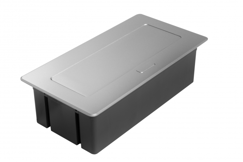 MULTISOFT Prise pour Meubles 2x Prise avec Terre, USB A+C, RJ45, Câble d'Alimentation avec Prise, Aluminium