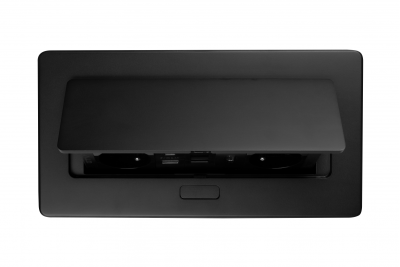 Prise de meuble MULTISOFT, 2xSHUKO, USB A+C, RJ45, câble HDMI 1,5 m, noir