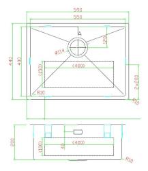 Pure.Sink Luxion Évier en acier inoxydable 55 x 40 cm, encastrable, à encastrer à fleur ou en saillie PLX5540-02