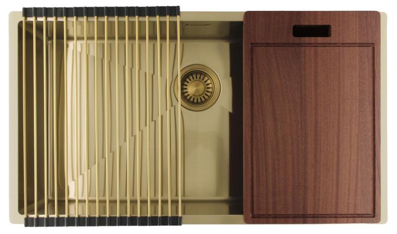 Pure.Sink Luxion Grand évier doré 74 x 40 cm, encastrable, à encastrer à fleur ou en saillie PLX7440-60