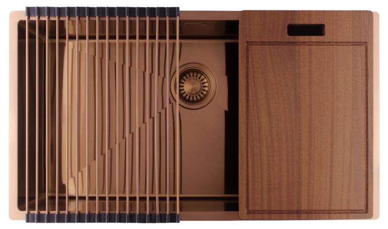 Pure.Sink Luxion Grand évier en cuivre 74 x 40 cm, encastrable sous plan, à encastrer à fleur ou en saillie PLX7440-62