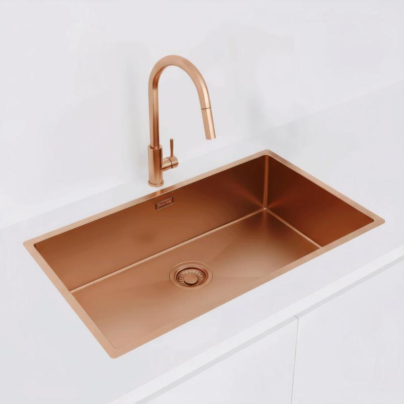 Pure.Sink Luxion Grand évier en cuivre 74 x 40 cm, encastrable sous plan, à encastrer à fleur ou en saillie PLX7440-62