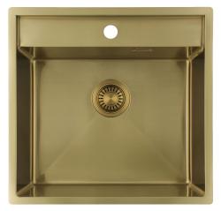 Pure.Sink Luxion Évier doré 51 x 50 cm Robinet Tapwing avec banc à trou pour robinet PLX5150T-60