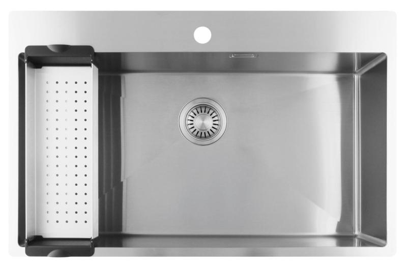 Pure.Sink Luxion Grand évier en acier inoxydable 78 x 50 cm Tapwing avec support pour robinet PLX7850T-02