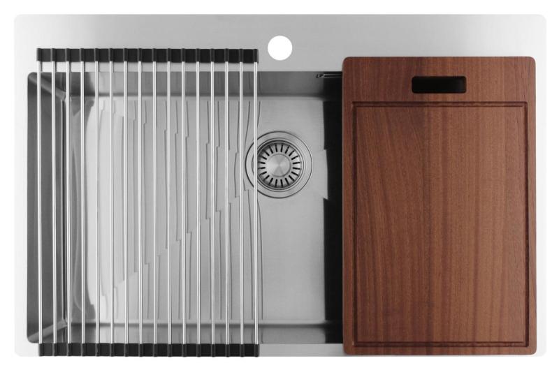 Pure.Sink Luxion Grand évier en acier inoxydable 78 x 50 cm Tapwing avec support pour robinet PLX7850T-02