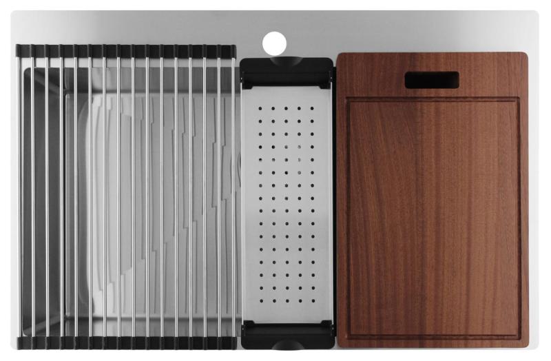 Pure.Sink Luxion Grand évier en acier inoxydable 78 x 50 cm Tapwing avec support pour robinet PLX7850T-02