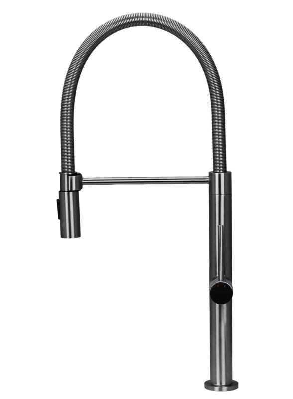 Pure.Sink Luxion Robinet de cuisine massif en acier inoxydable avec bec flexible et 2 types de jet PLXFLEX-02