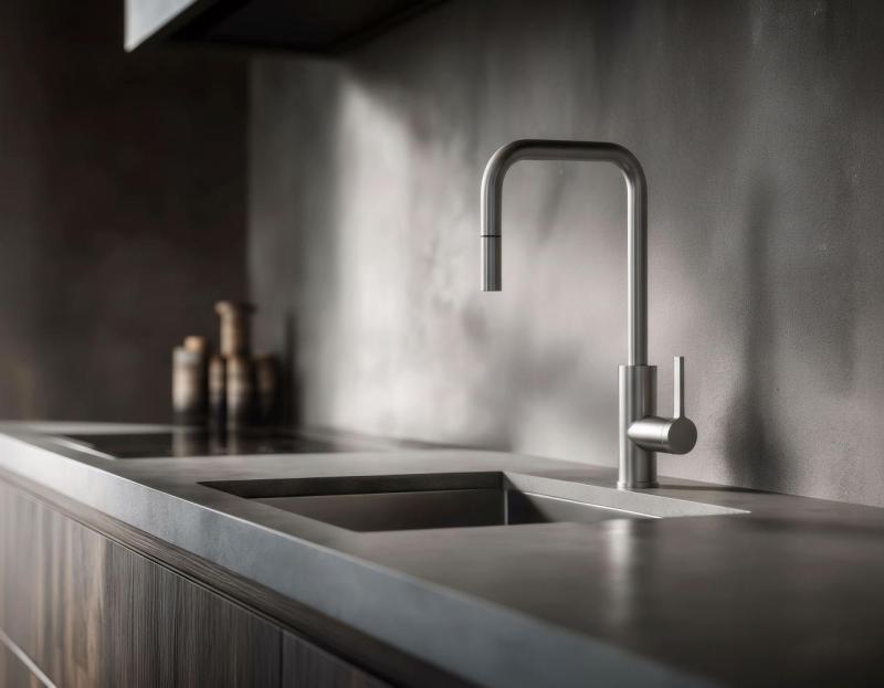 Pure.Sink Luxion robinet de cuisine massif en acier inoxydable carré avec bec extractible PLXSQUA-02