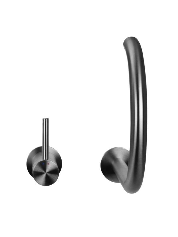 Pure.Sink Luxion Robinet de cuisine en acier inoxydable massif à 2 trous avec bec rond PLX2HR-02