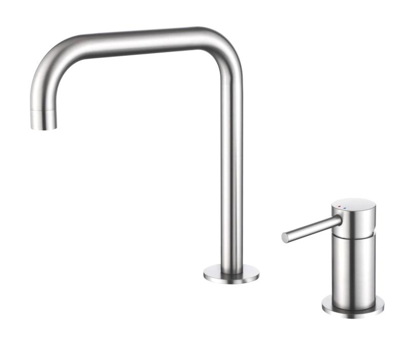 Pure.Sink Luxion Robinet de cuisine en acier inoxydable massif à 2 trous avec bec en U PLX2HU-02